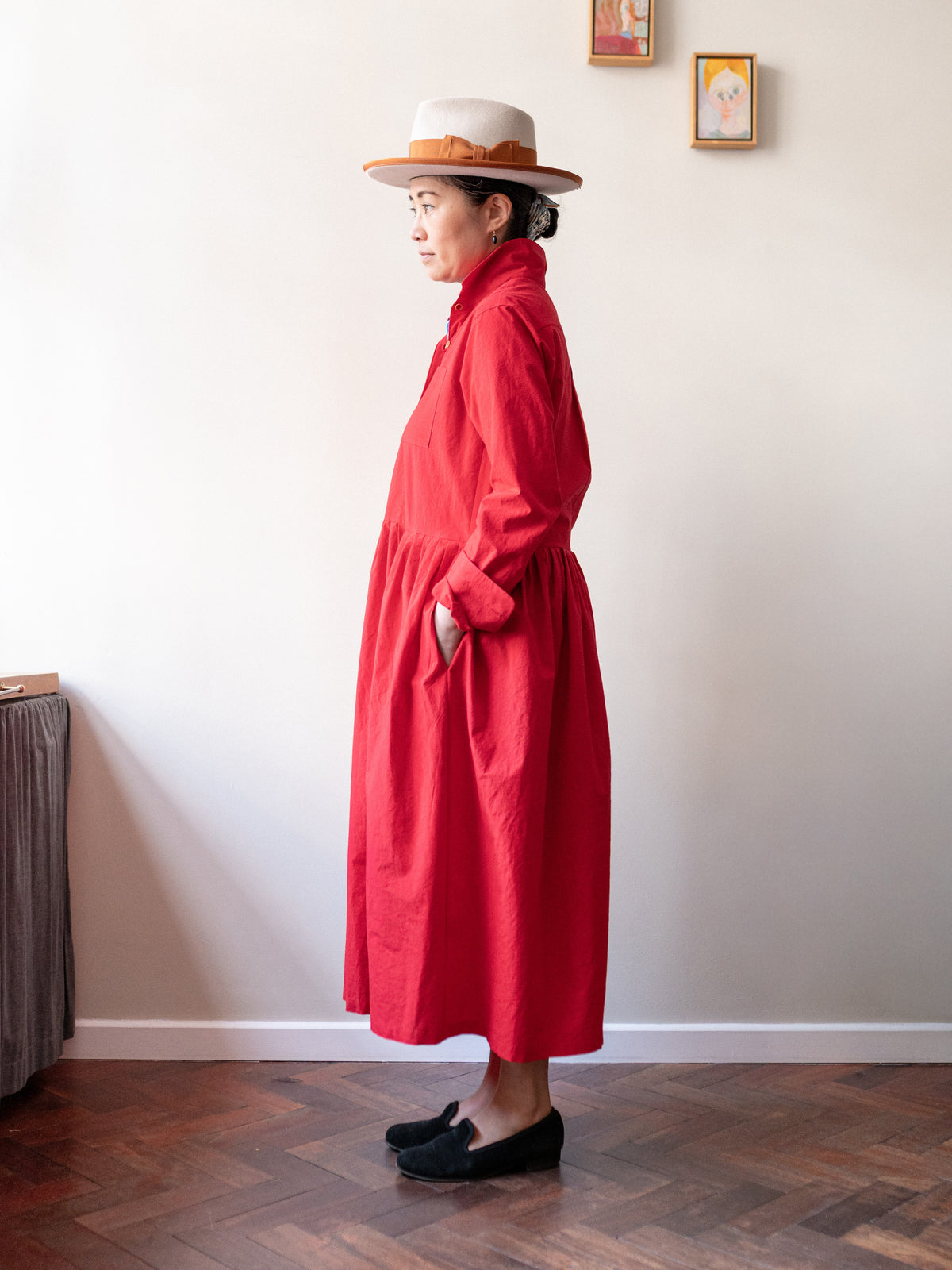 Typewriter Cotton Dress / Red