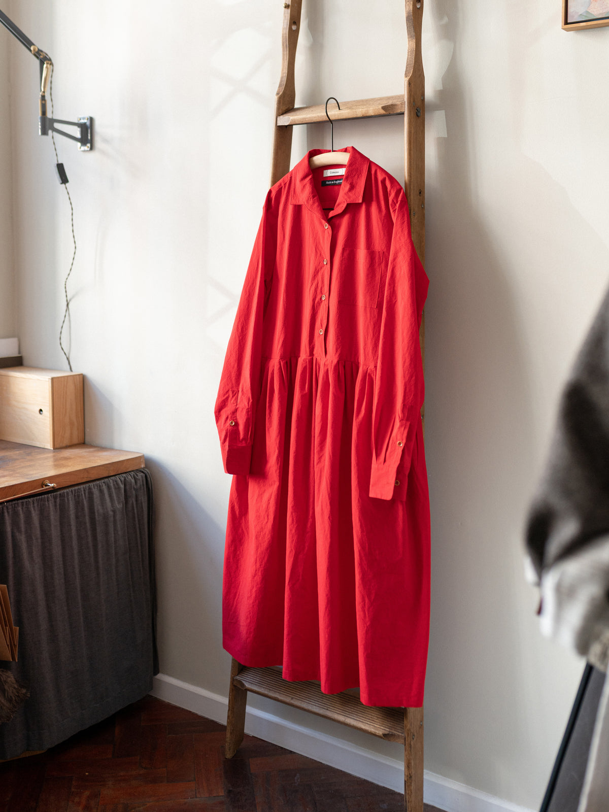 Typewriter Cotton Dress / Red
