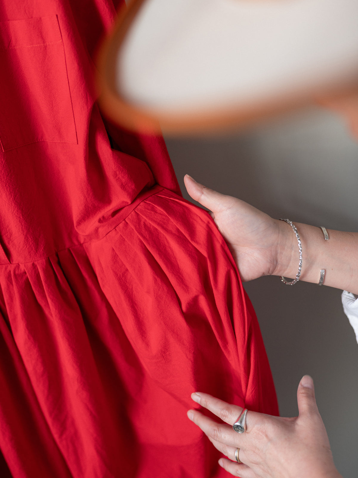 Typewriter Cotton Dress / Red