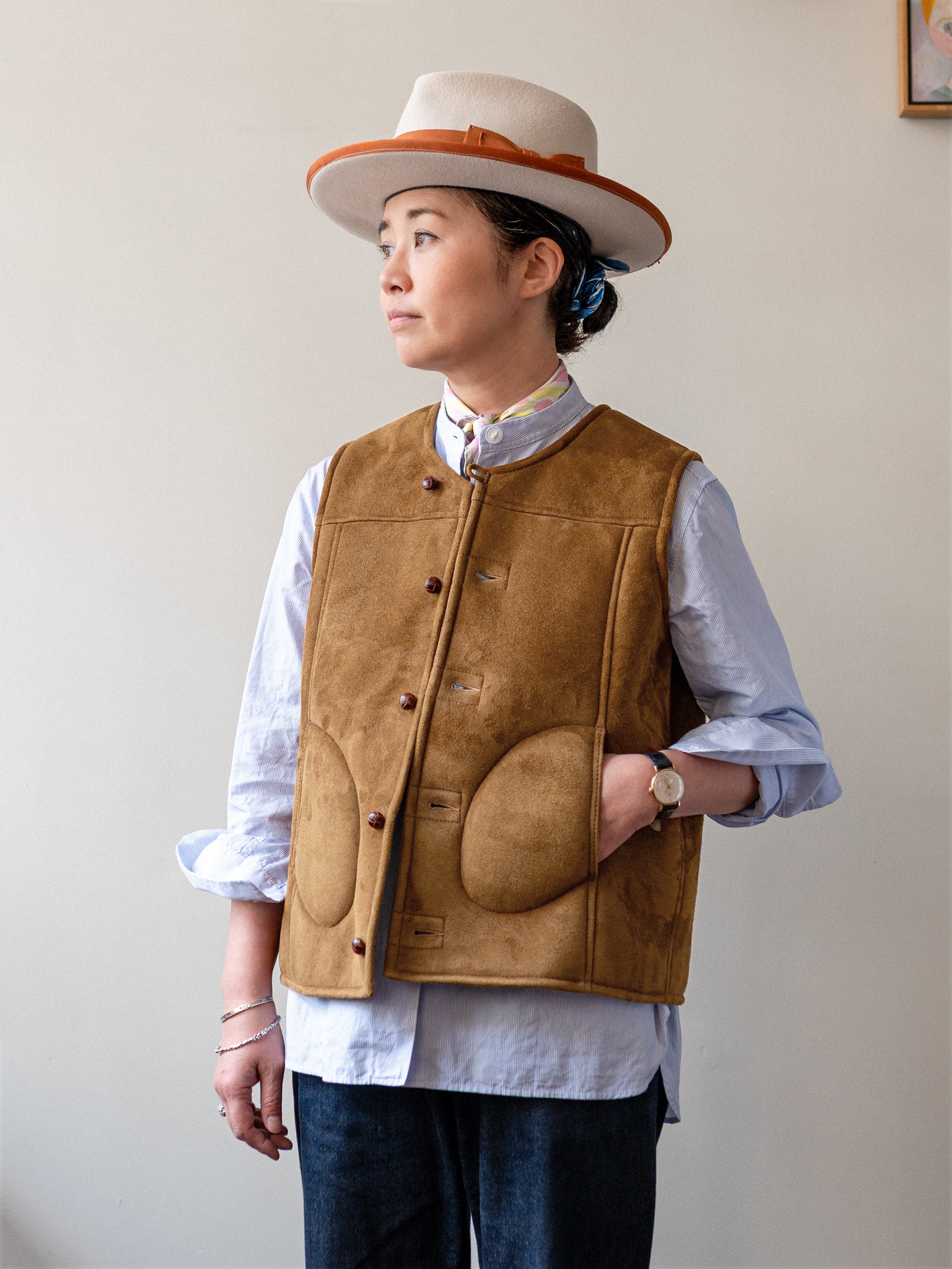 Sheepskin Gilet – Tan Suede Leather Shearling Waistcoat | Made in