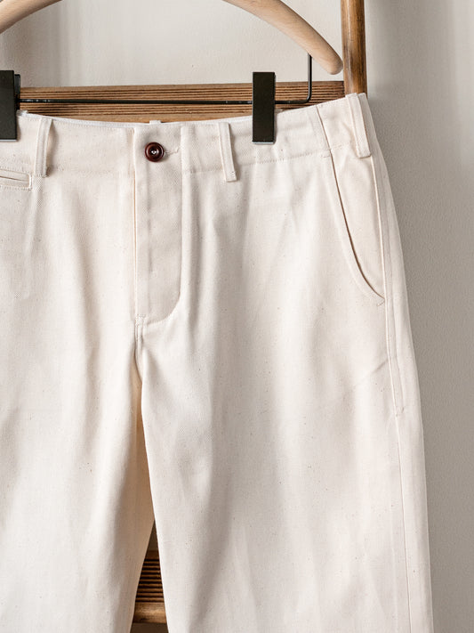 Straight-Leg Japanese Selvedge Denim Trousers / Ivory
