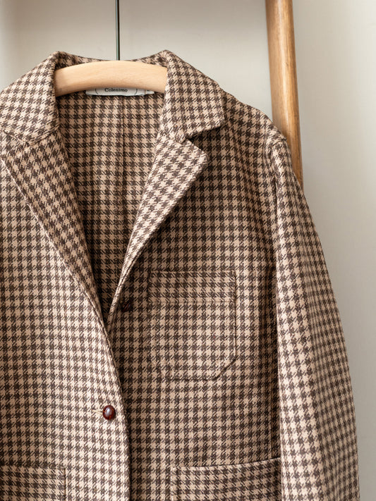 Worker Jacket / Brown Houndstooth Cheviot Tweed