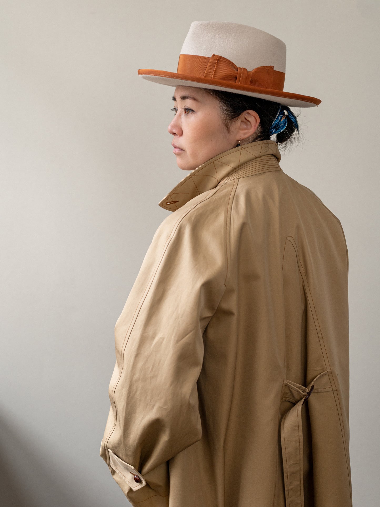 A-Line Balmacaan Rain Coat / Beige Gabardine