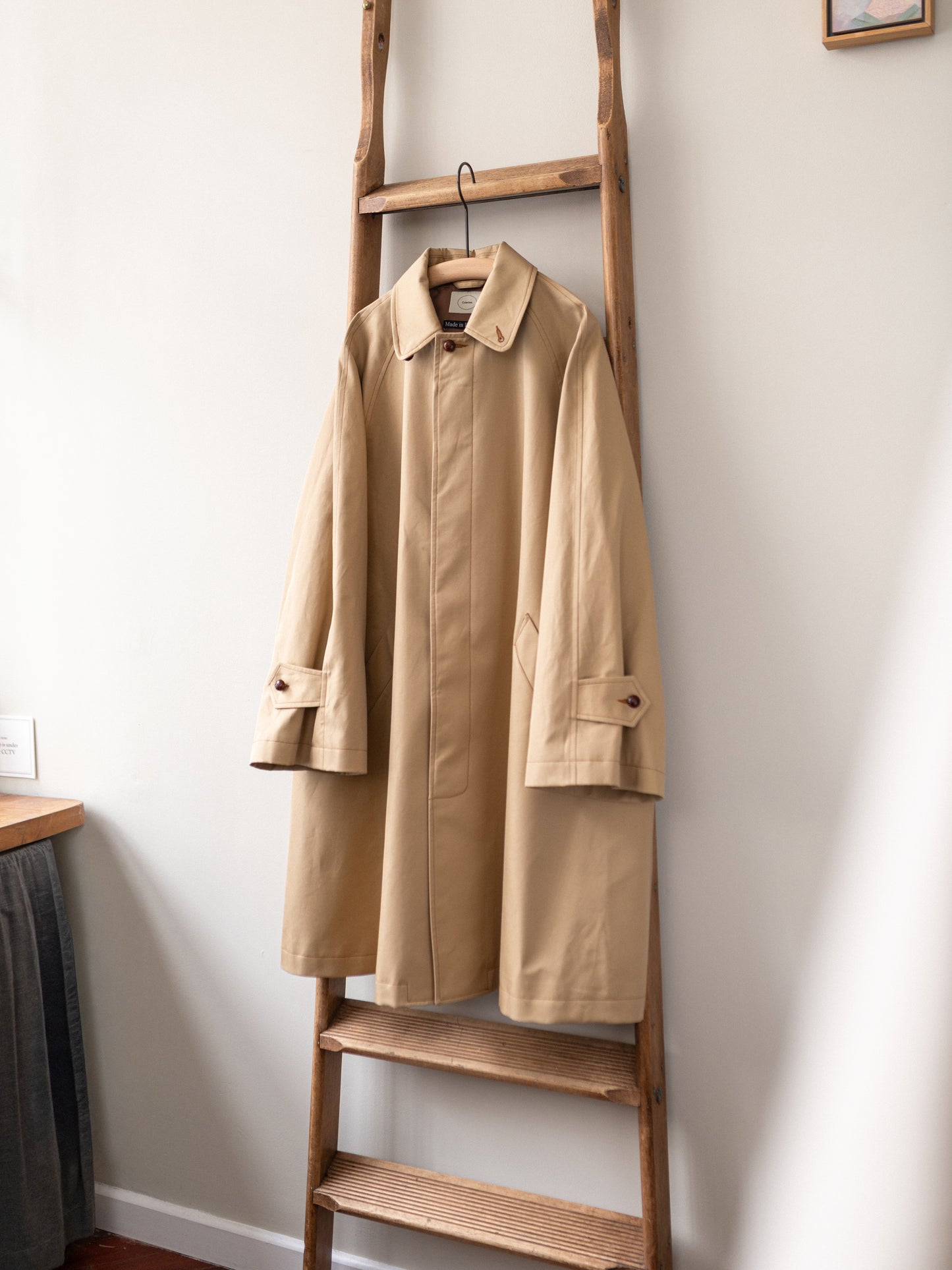A-Line Balmacaan Rain Coat / Beige Gabardine