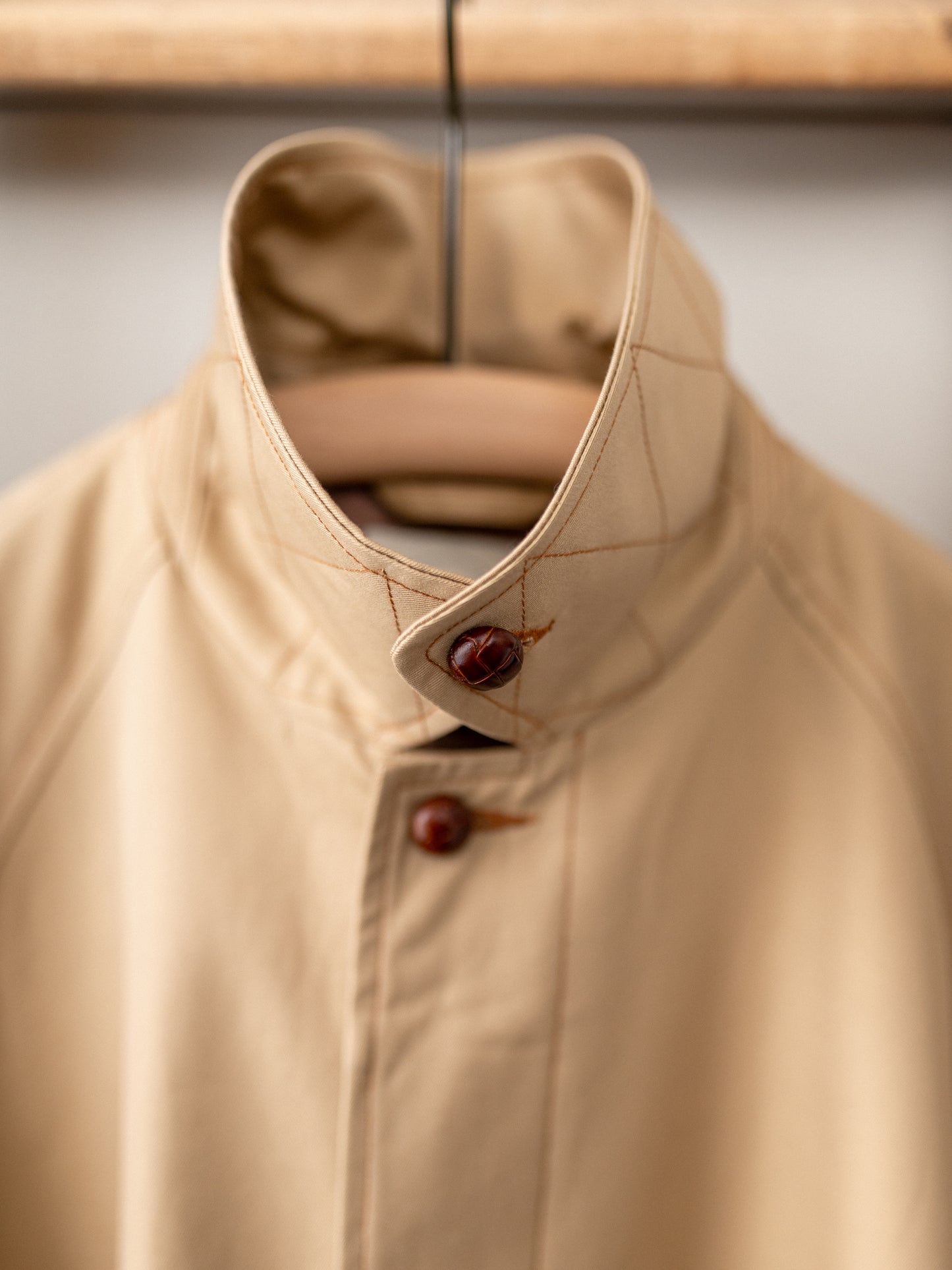 A-Line Balmacaan Rain Coat / Beige Gabardine