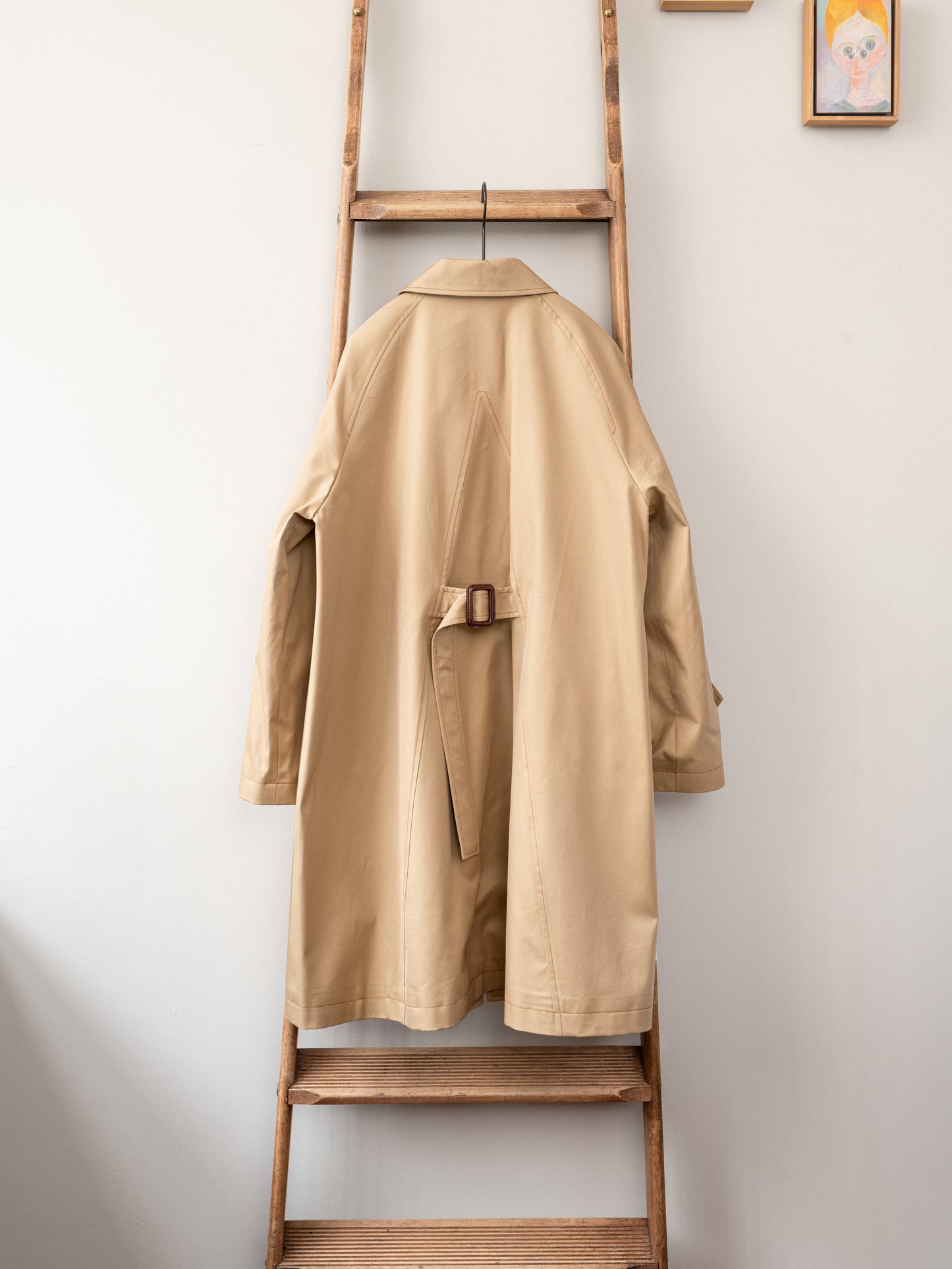 A-Line Balmacaan Rain Coat / Beige Gabardine