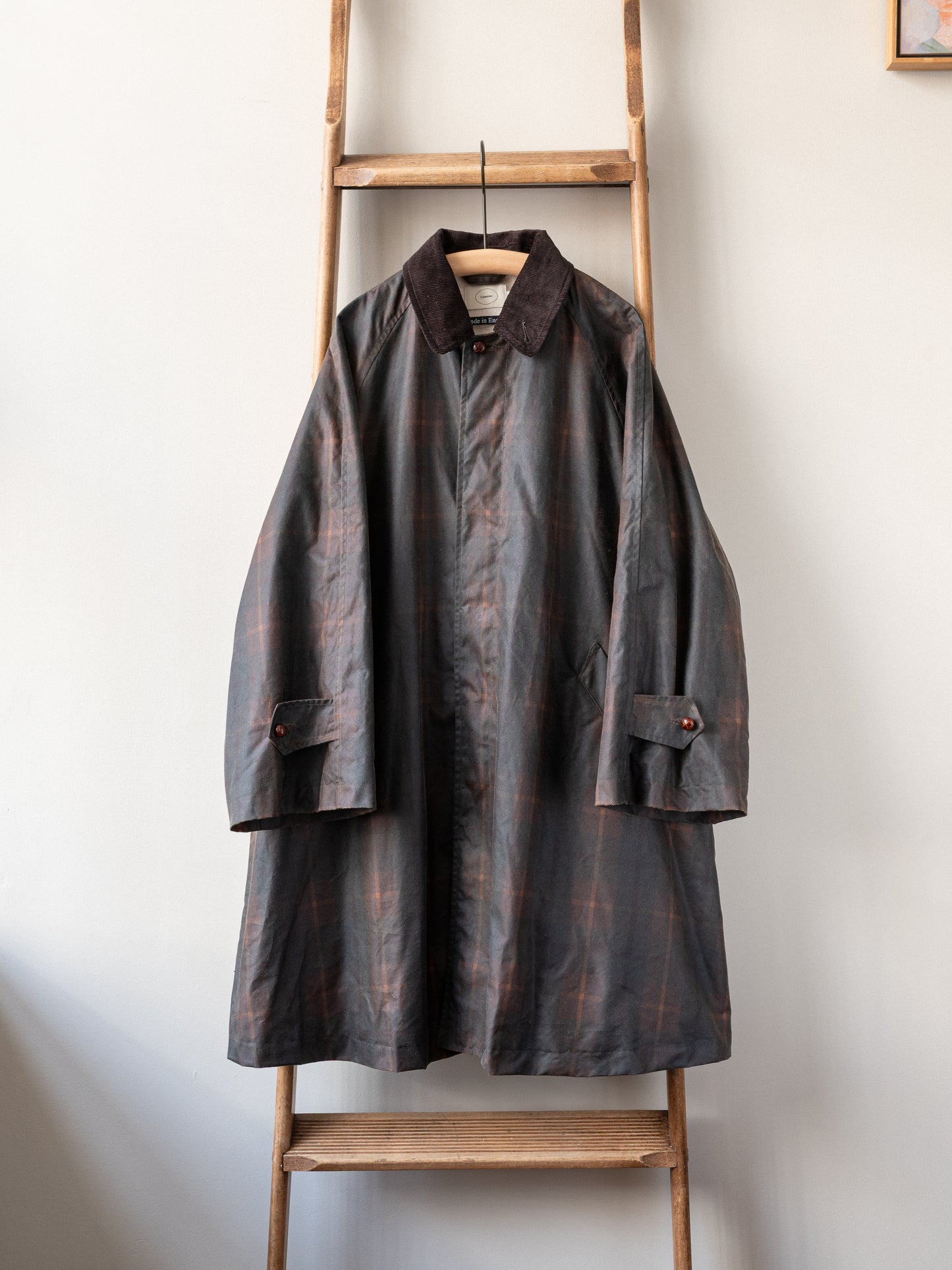 Waxed Cotton Balmacaan / Brown Check