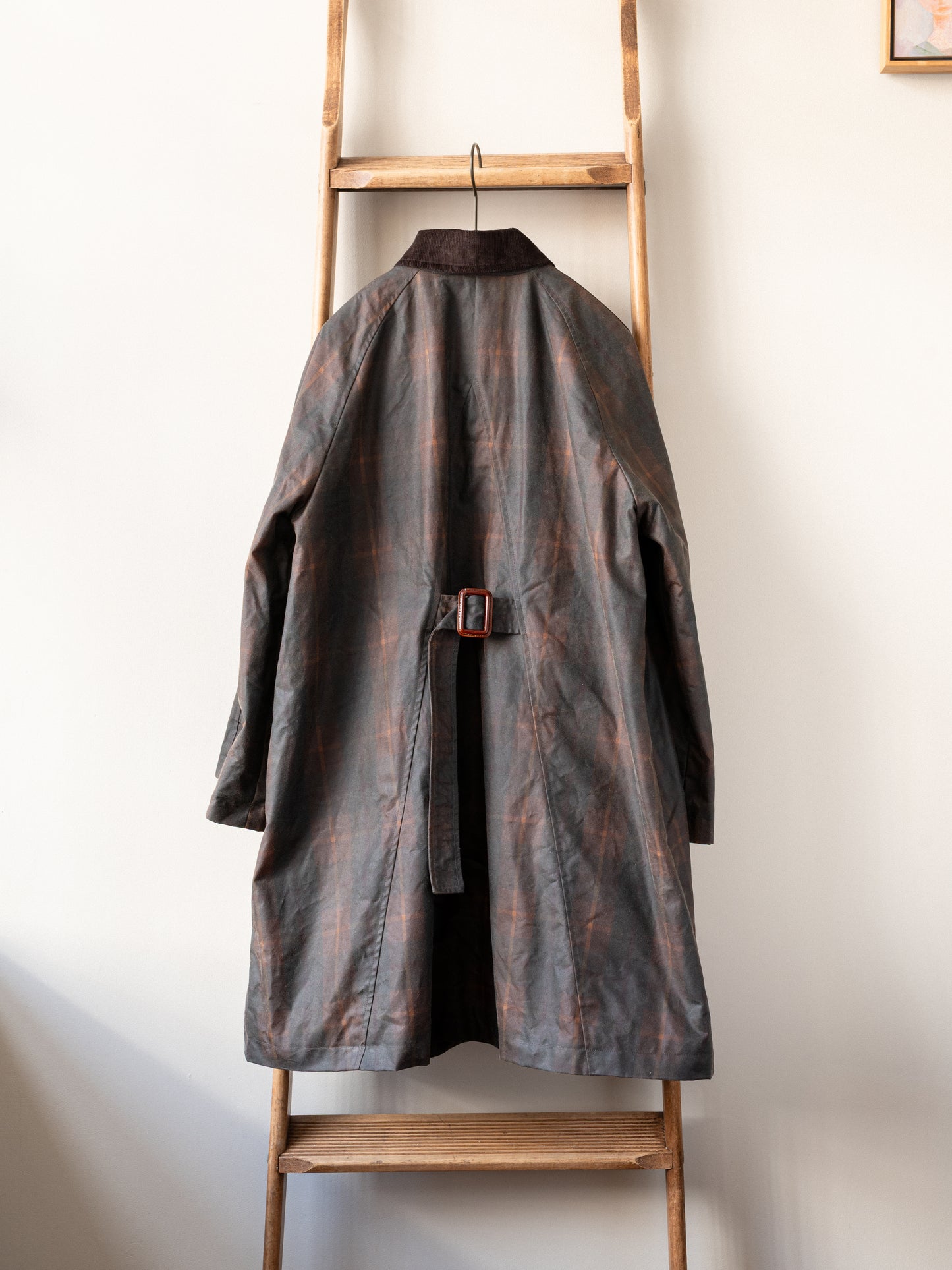 Waxed Cotton Balmacaan / Brown Check