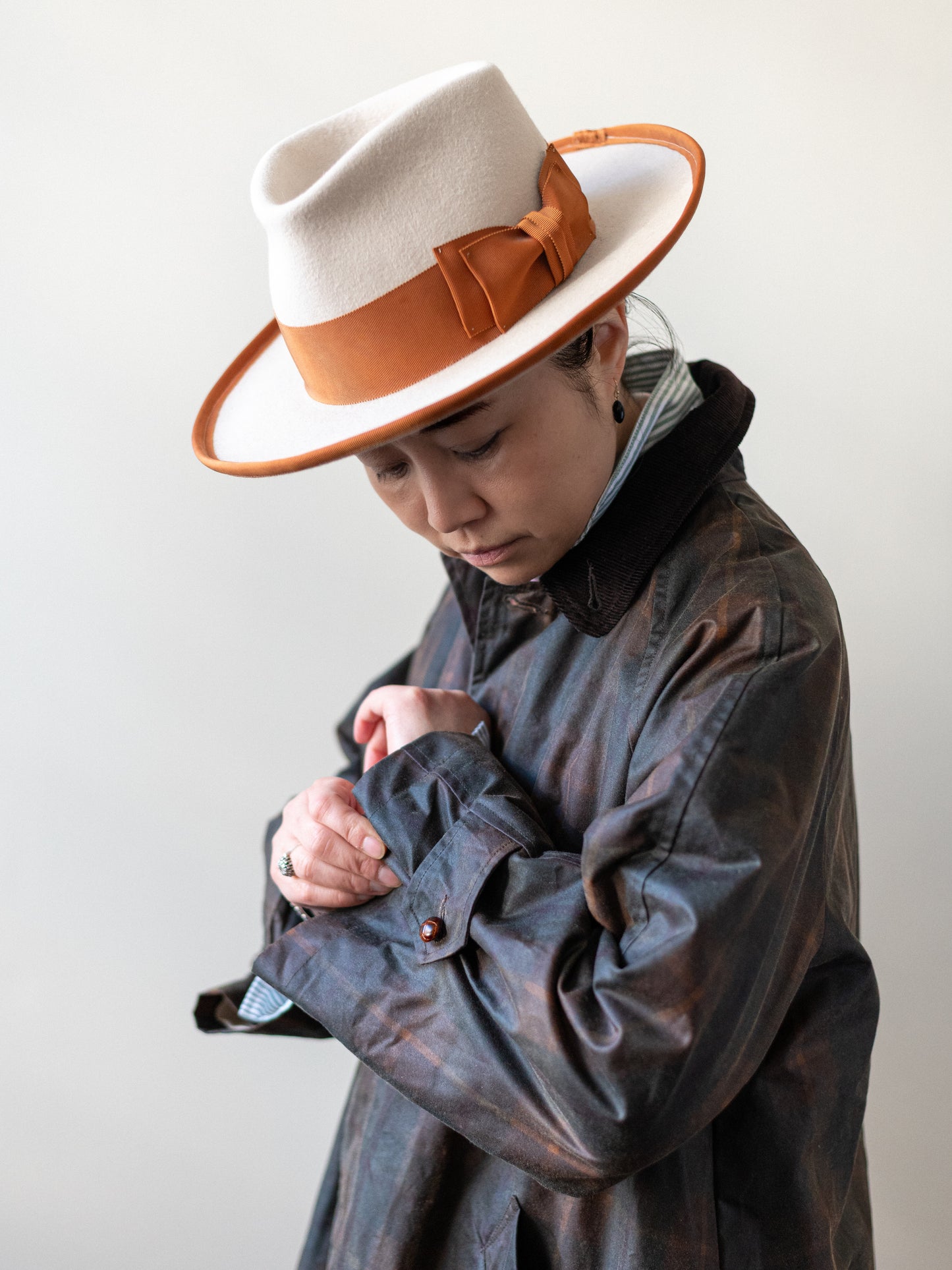 Waxed Cotton Balmacaan / Brown Check