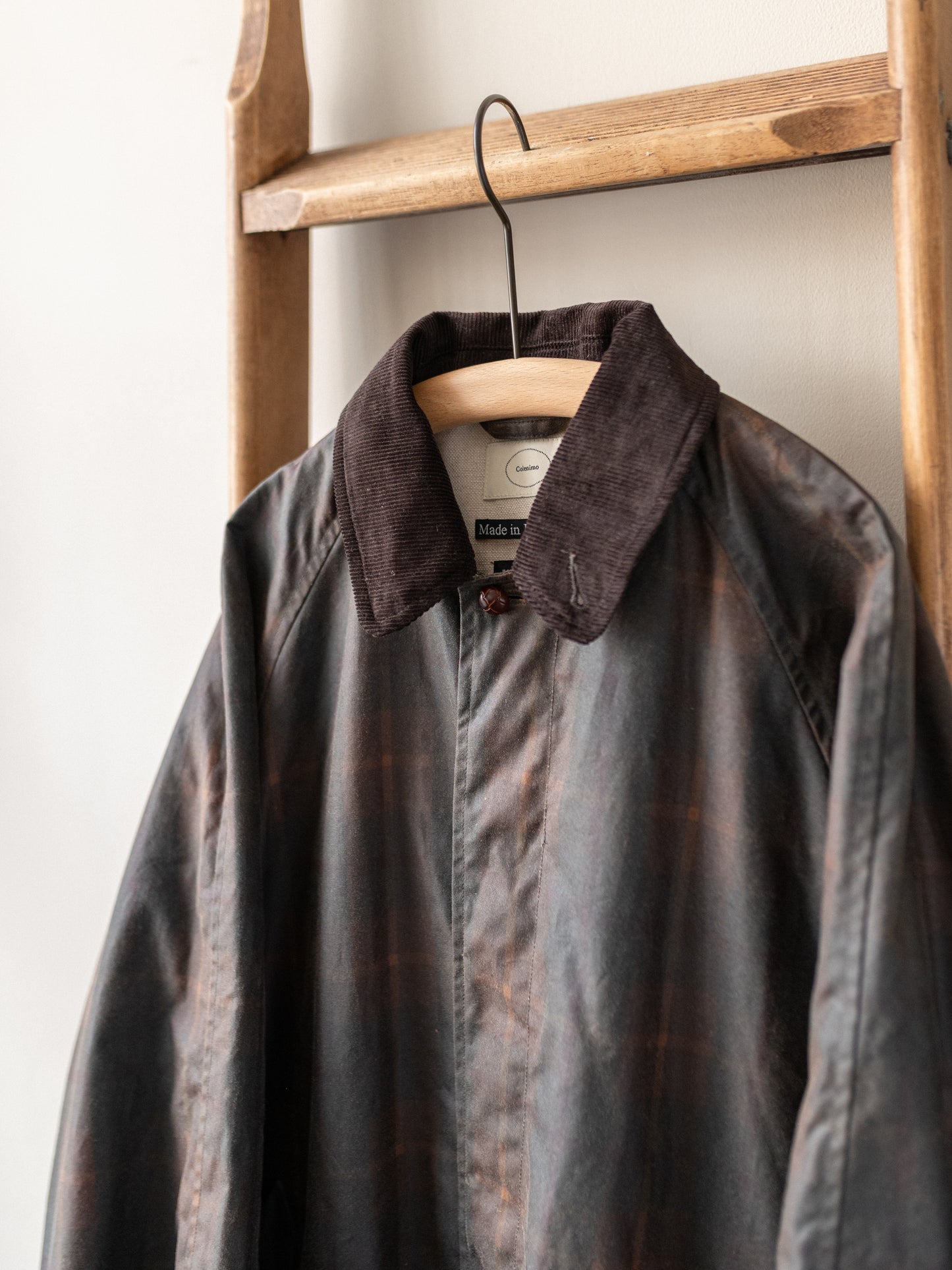 Waxed Cotton Balmacaan / Brown Check