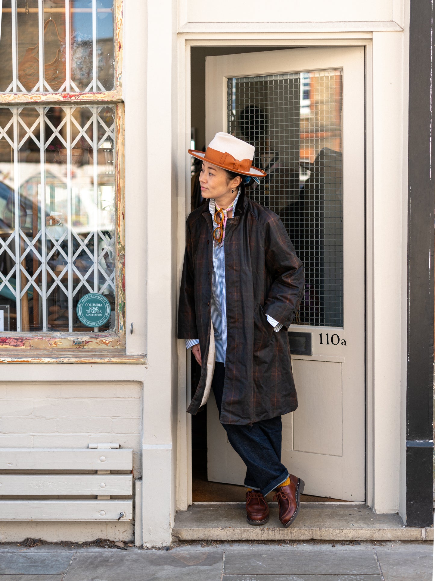 Waxed Cotton Balmacaan / Brown Check