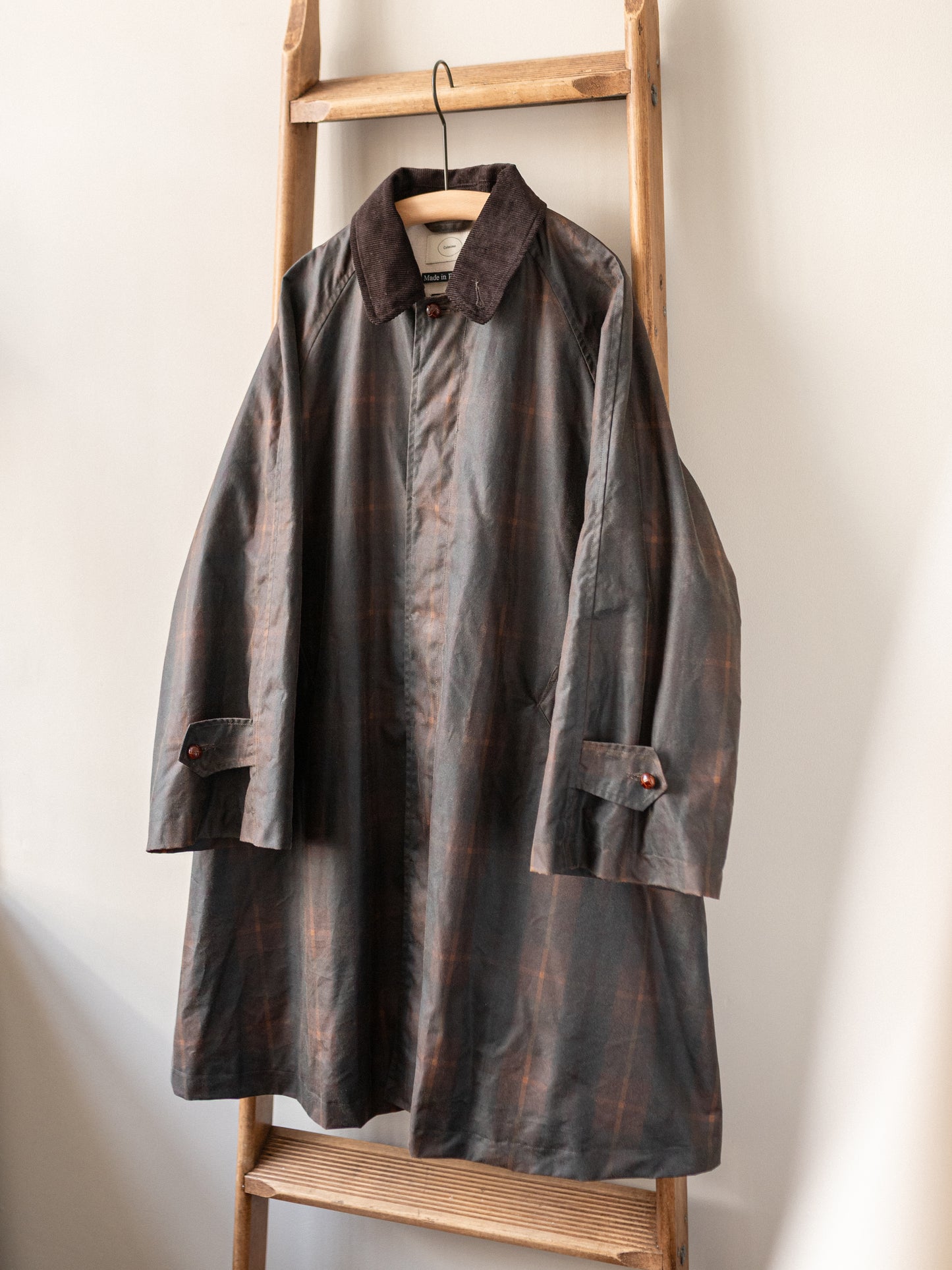 Waxed Cotton Balmacaan / Brown Check