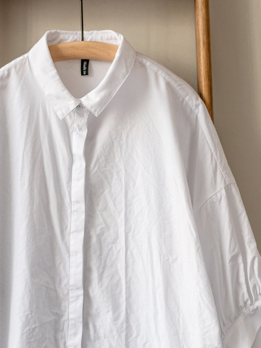 Balloon sleeve Top / Cotton Poplin White