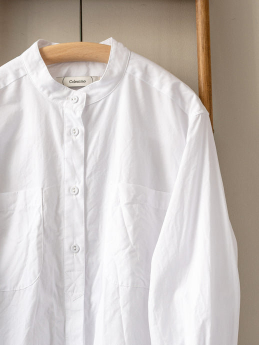 Band Collar Smock / White Poplin