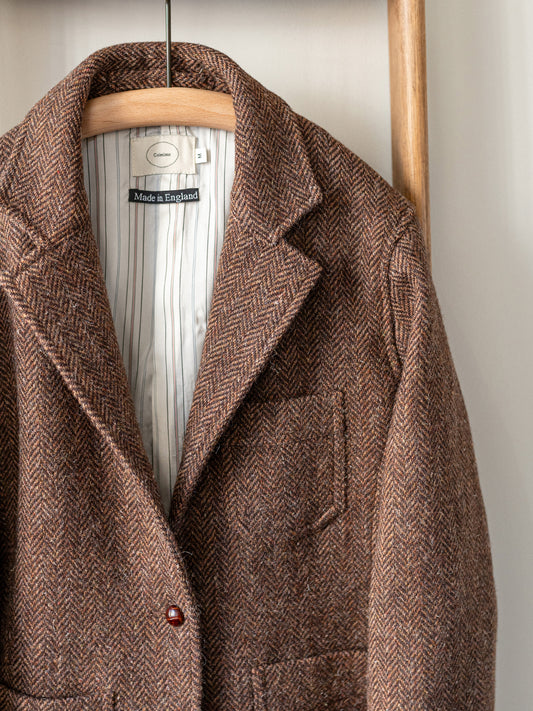 British Wool Worker Jacket / Brown Herringbone