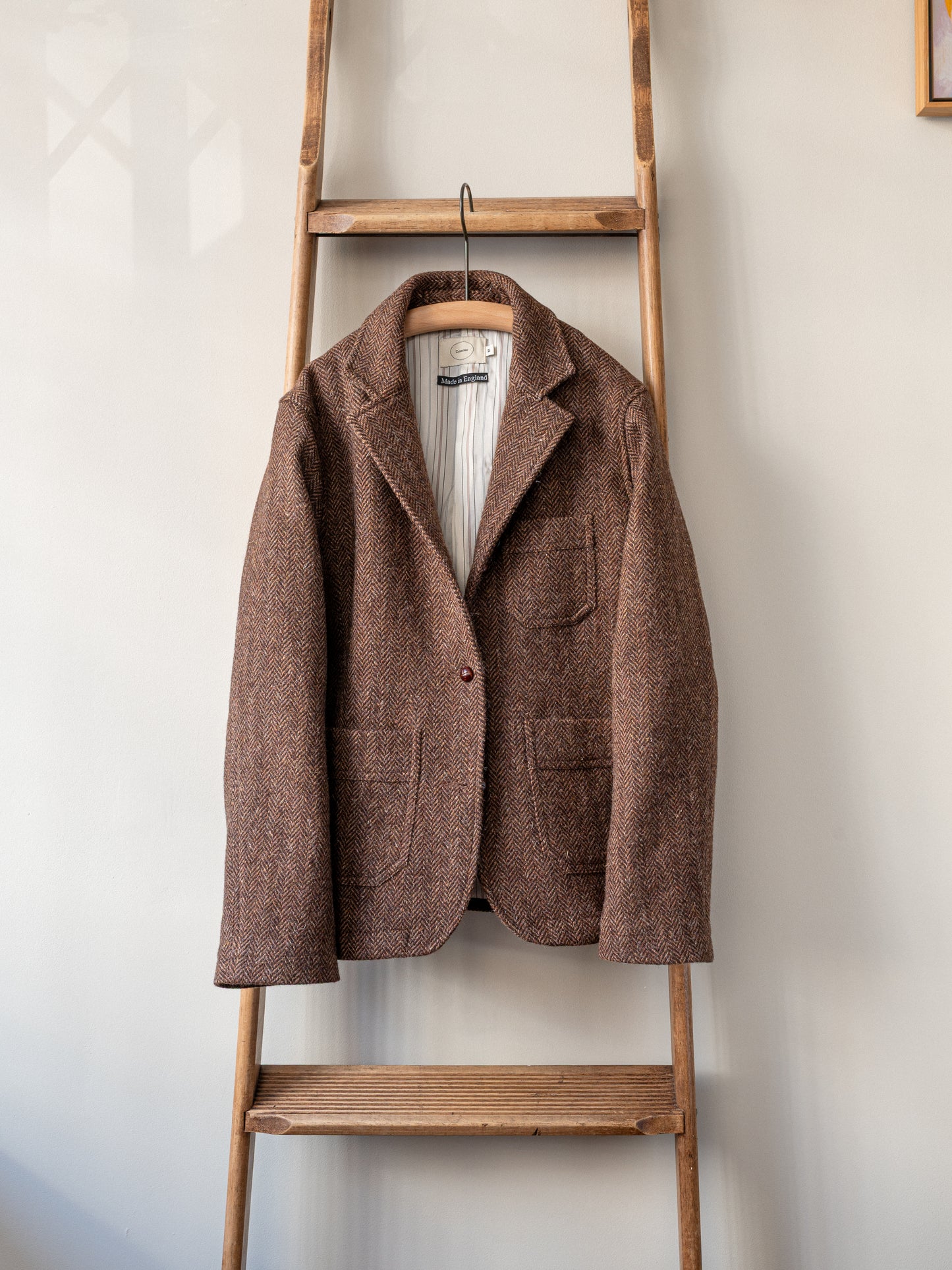 British Wool Worker Jacket / Brown Herringbone