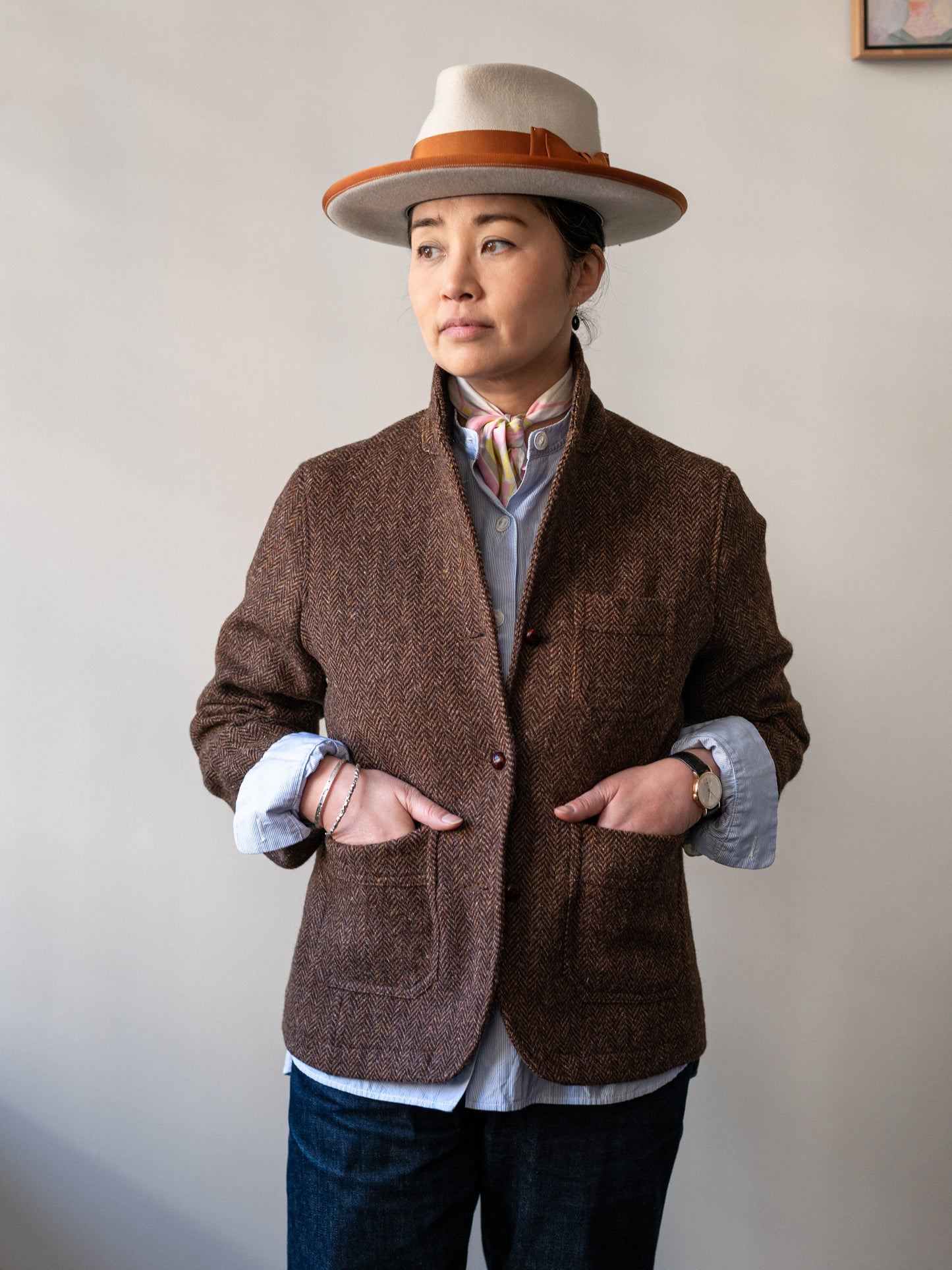 British Wool Worker Jacket / Brown Herringbone