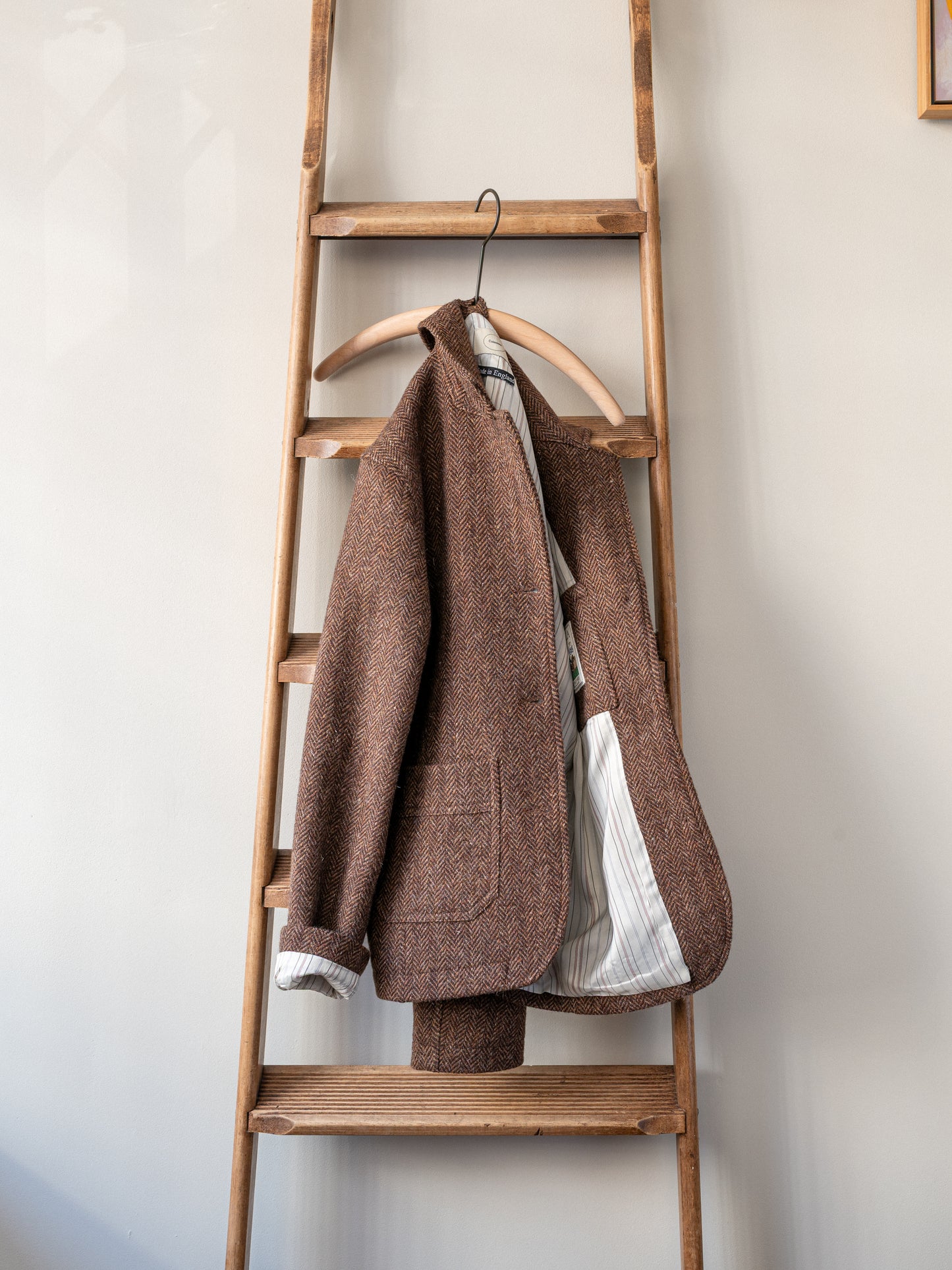 British Wool Worker Jacket / Brown Herringbone