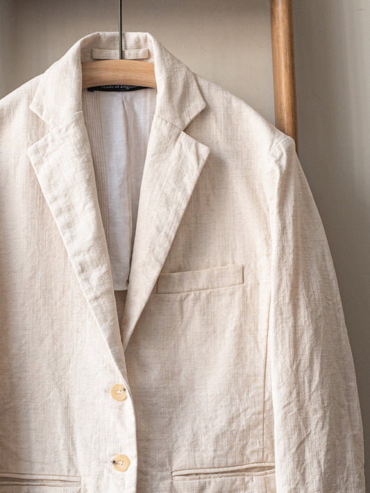 Cotton Linen Mix Blazer / Ecru