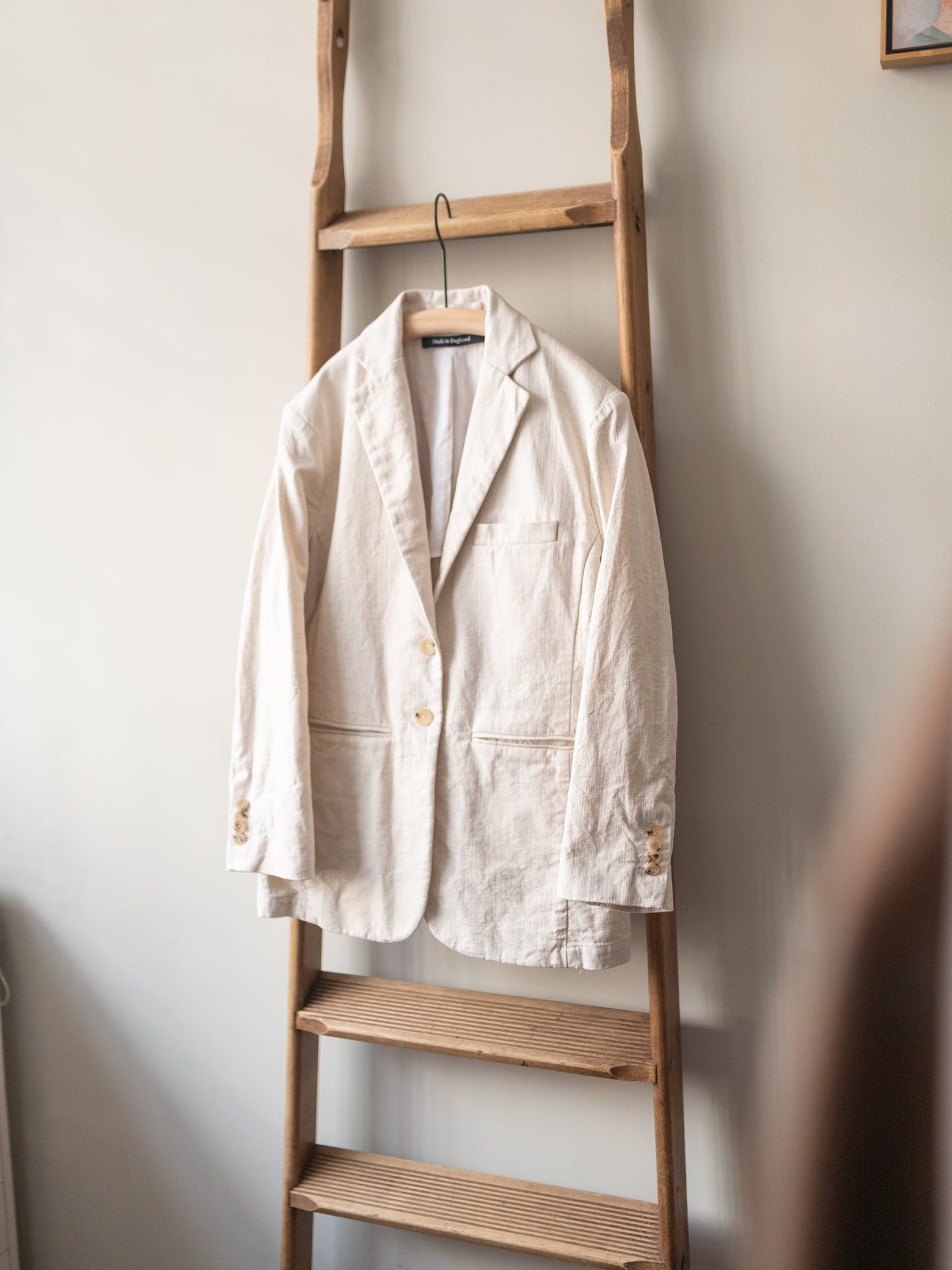 Cotton Linen Mix Blazer / Ecru