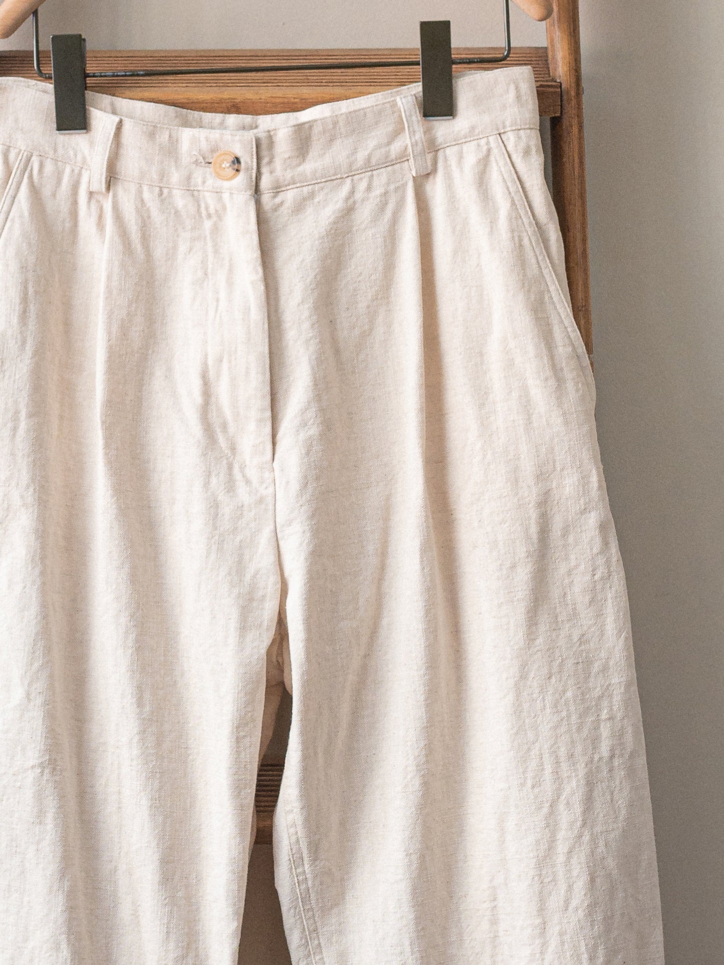 Cotton Linen Mix Trousers / Ecru