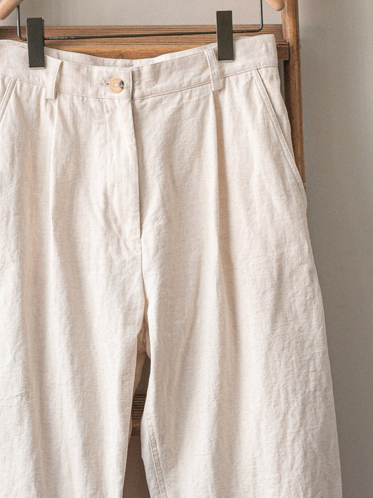 Cotton Linen Mix Trousers / Ecru