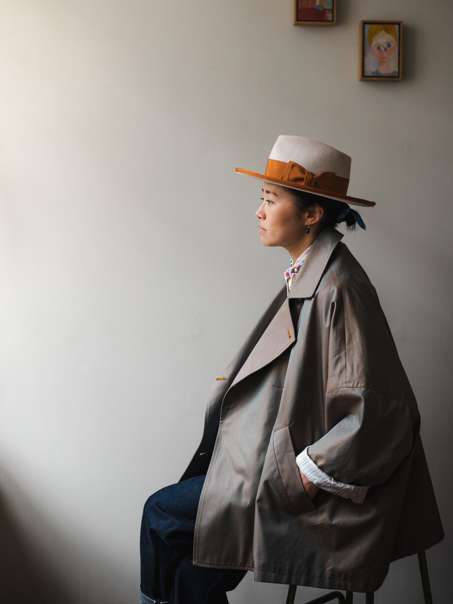 Showerproof Cotton Gabardine Poncho / Khaki