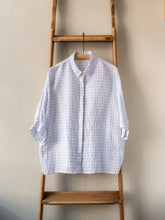 Irish Linen Balloon Sleeve Top / Windowpane