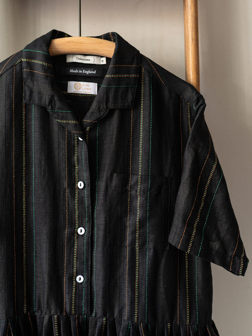 Irish Linen Dress / Black Stripe