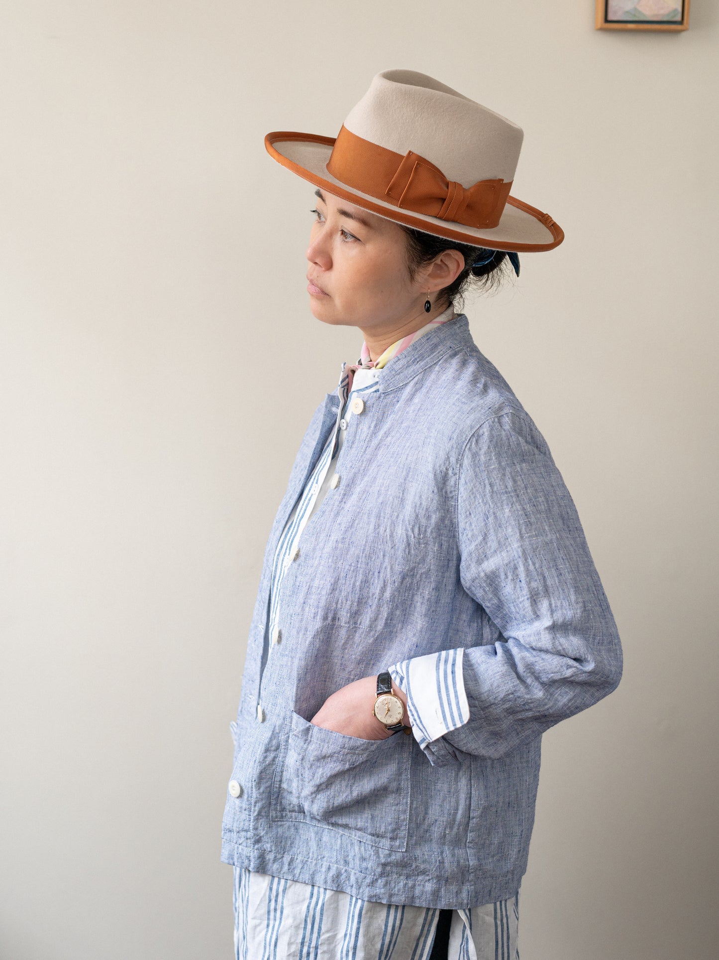 Irish Linen Painter Jacket / Blue