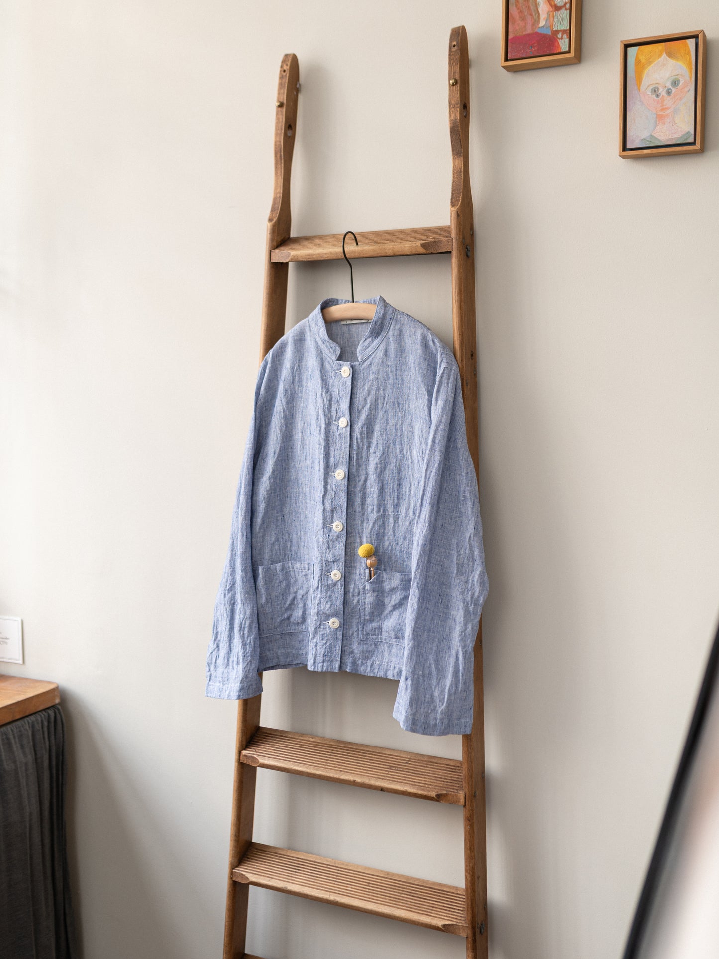 Irish Linen Painter Jacket / Blue