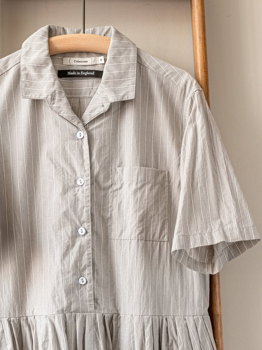 Japanese Cotton Stripe Dress / Grey