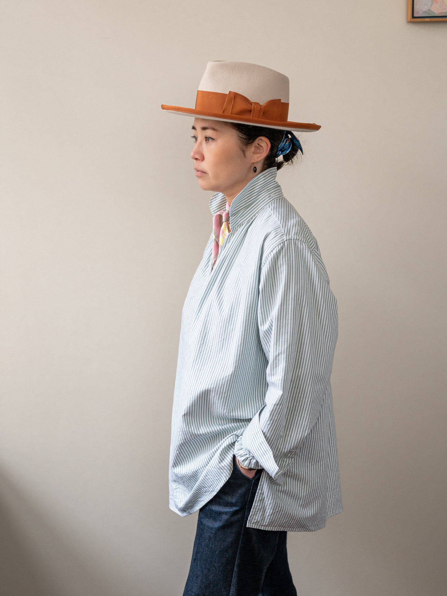 Oxford Cotton Smock / Green Stripe