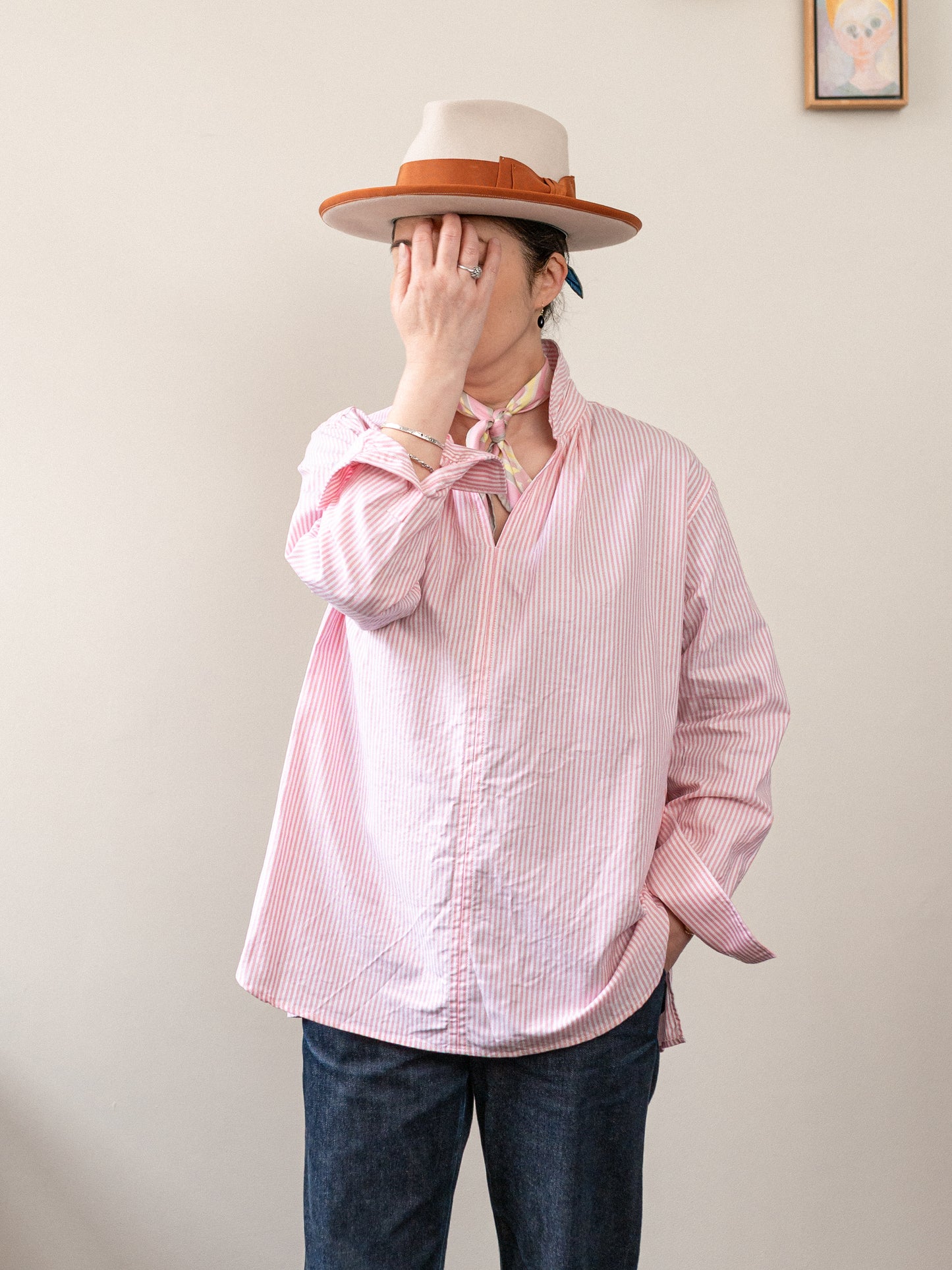Oxford Cotton Smock / Pink Stripe