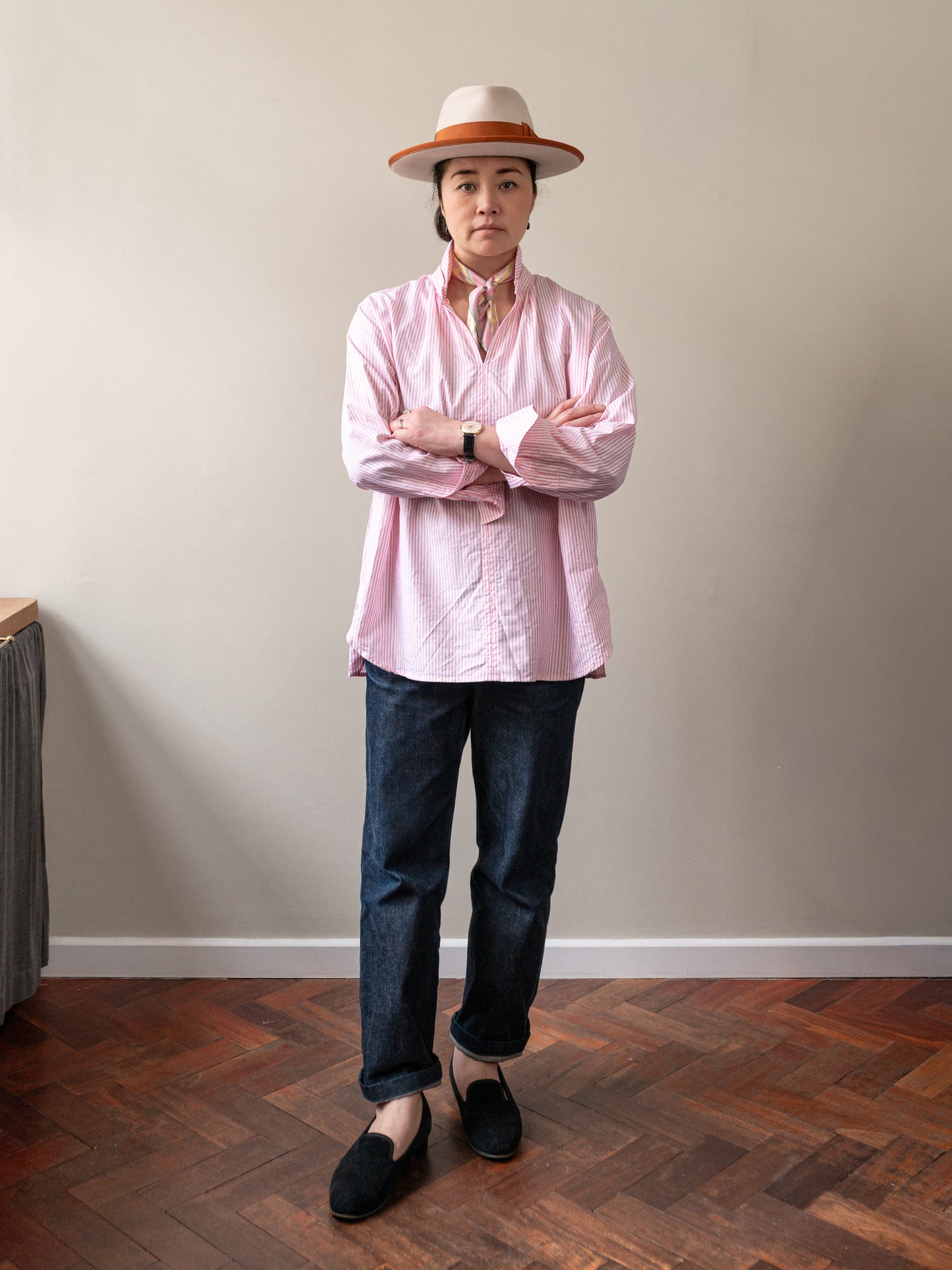 Oxford Cotton Smock / Pink Stripe
