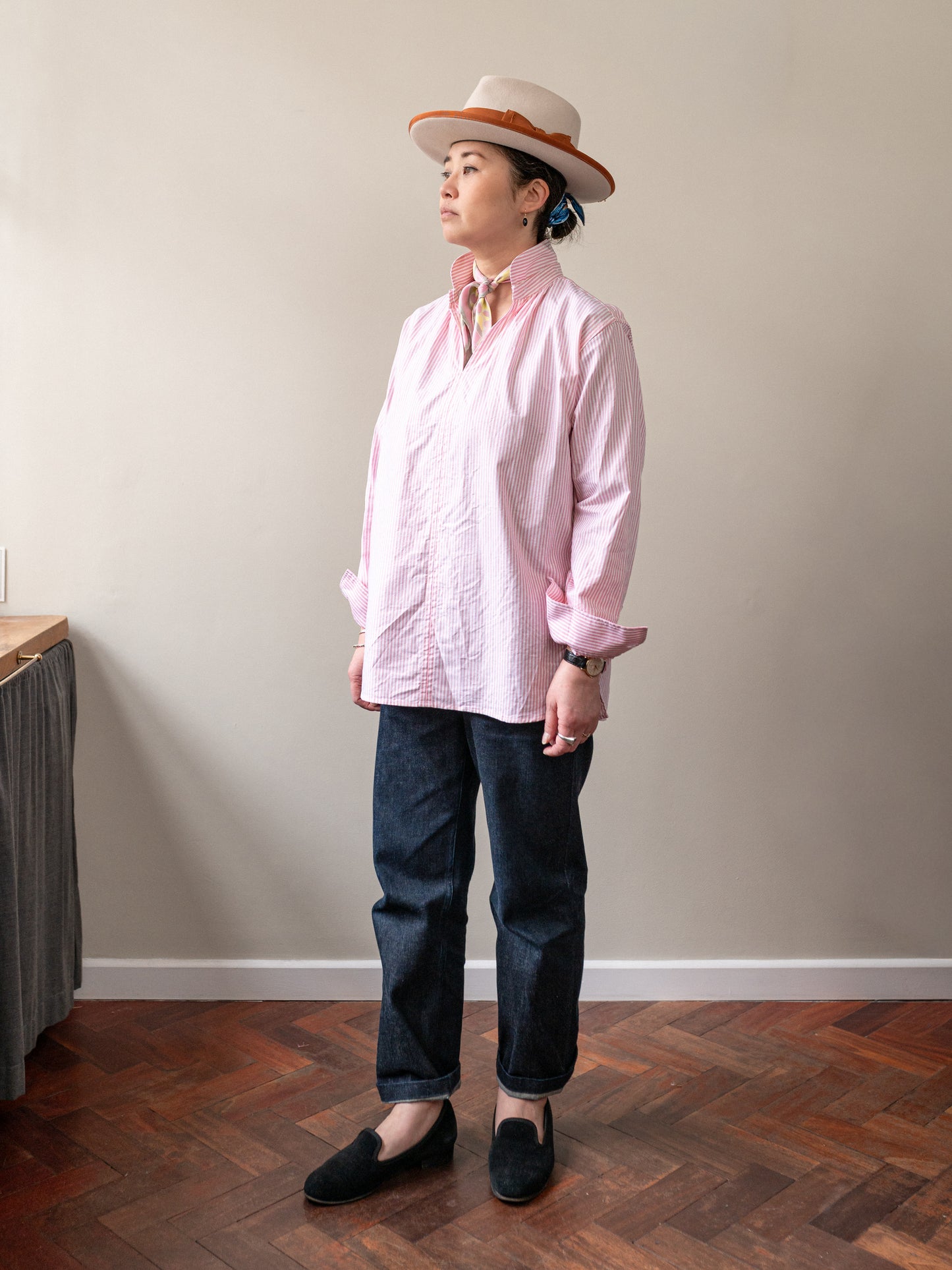 Oxford Cotton Smock / Pink Stripe