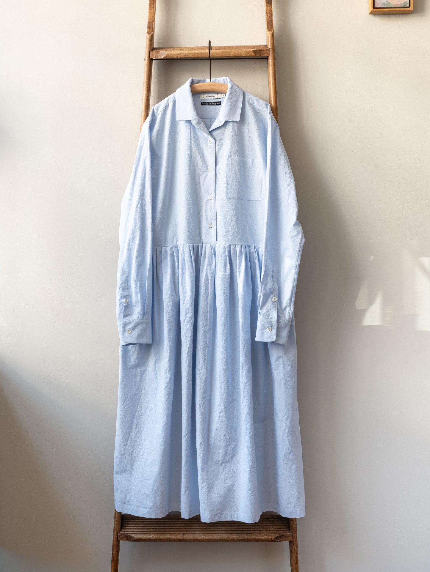 Typewriter Cotton Dress / Light Blue