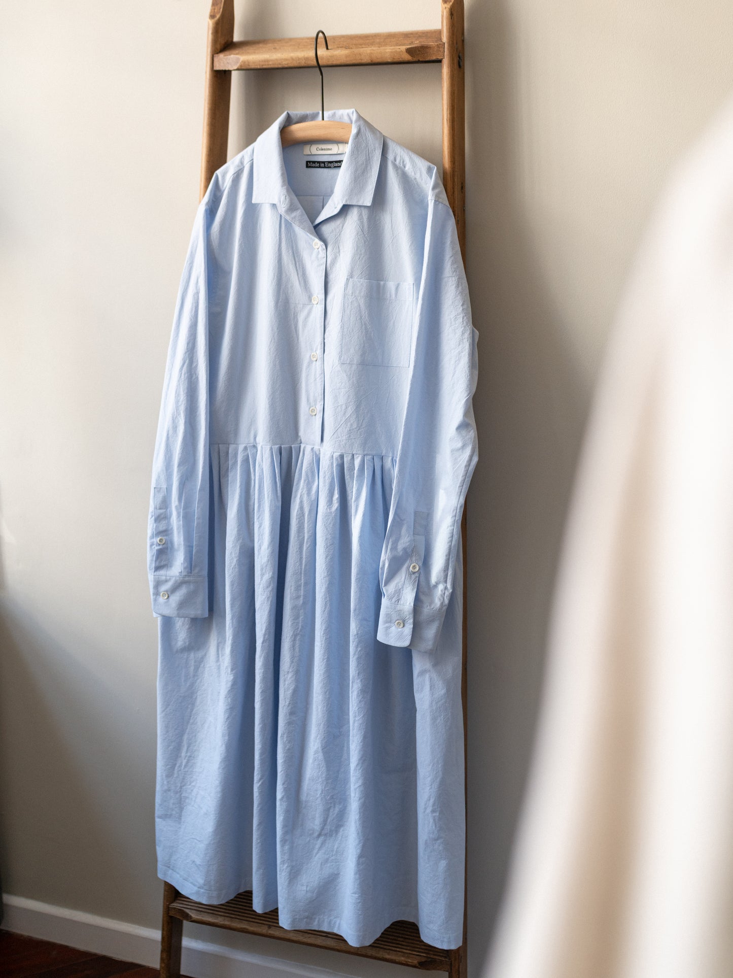 Typewriter Cotton Dress / Light Blue