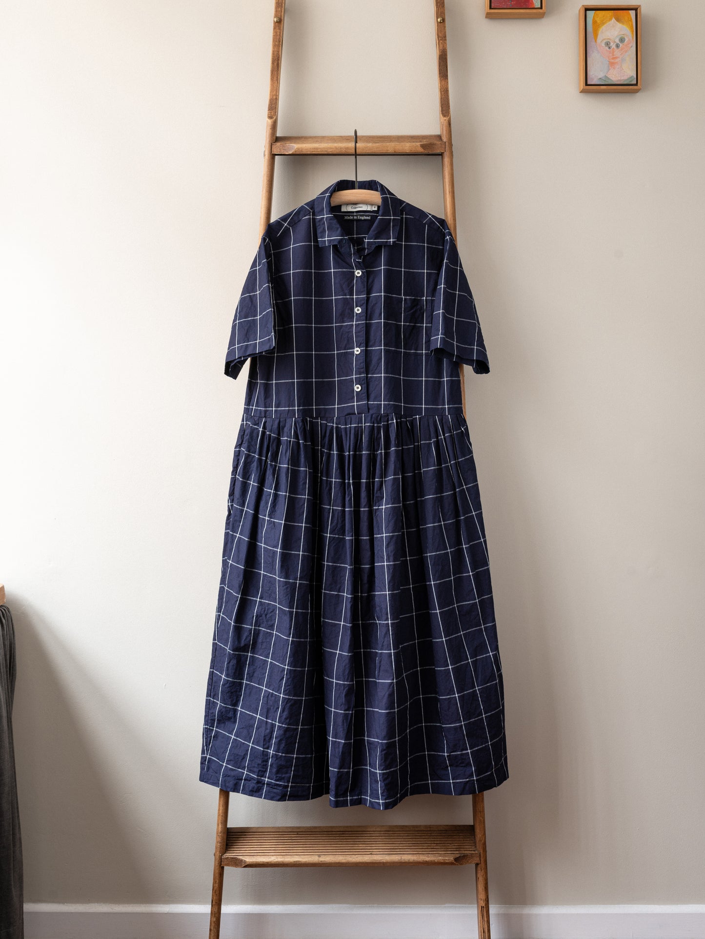Japanese Cotton Dress / Indigo Windowpane