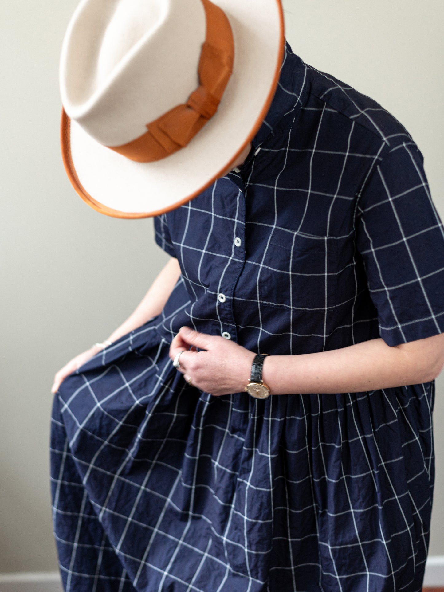 Japanese Cotton Dress / Indigo Windowpane