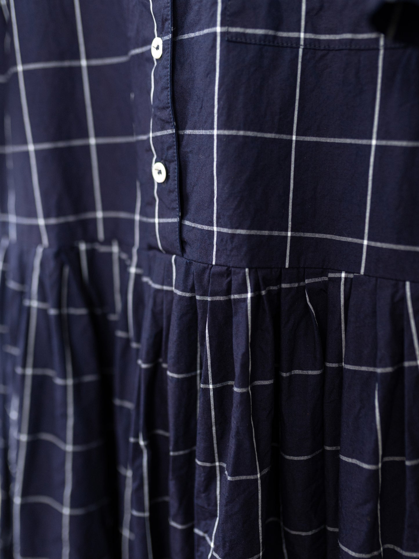 Japanese Cotton Dress / Indigo Windowpane