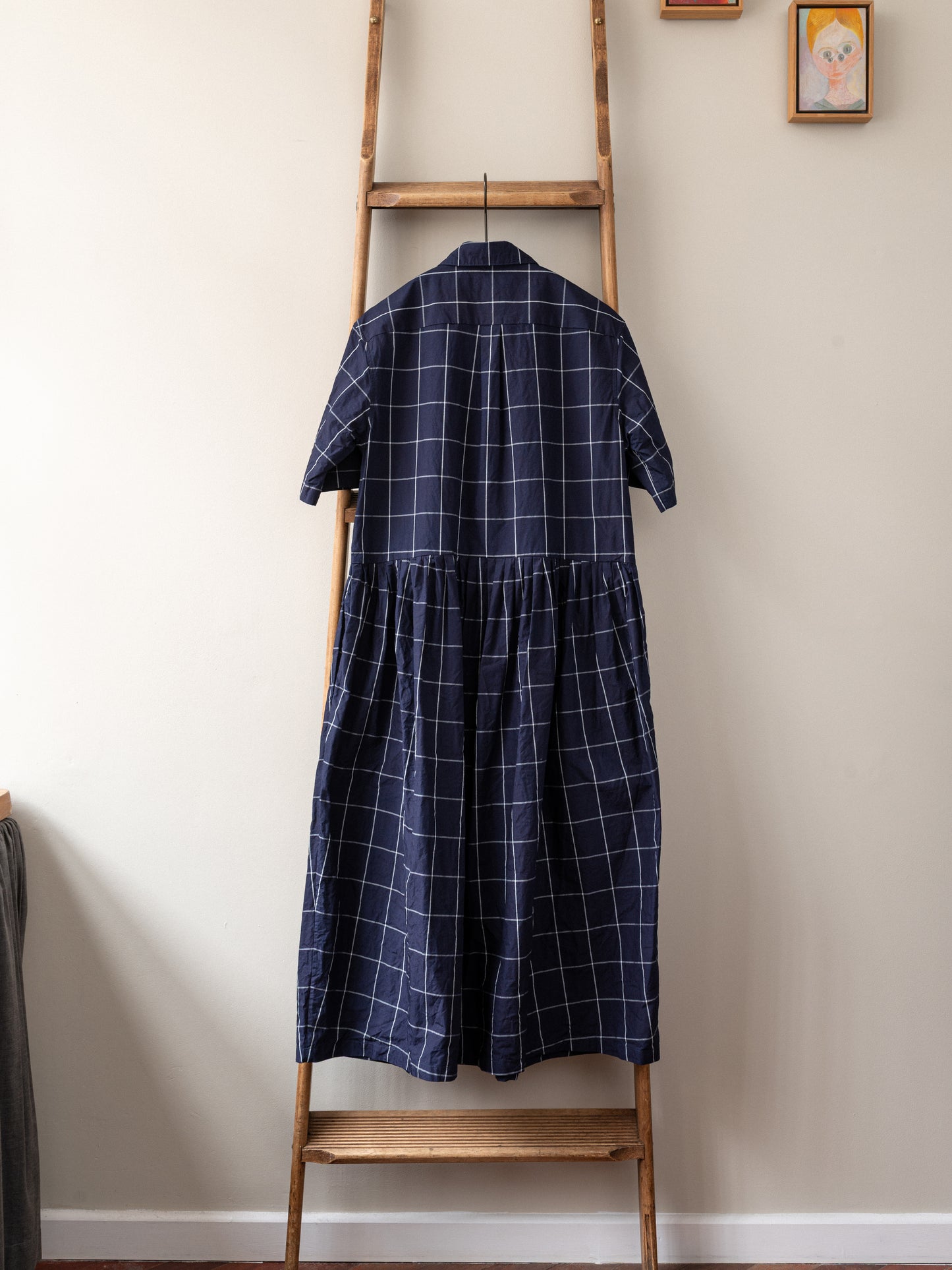 Japanese Cotton Dress / Indigo Windowpane