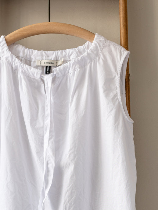 Sleeveless Ribbon Top / White Poplin