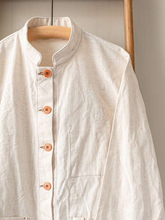 Summer Weight Painters Jacket / Ecru Cotton Linen Mix