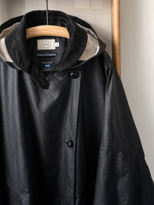 Wax Cotton Poncho Rain Coat / Black