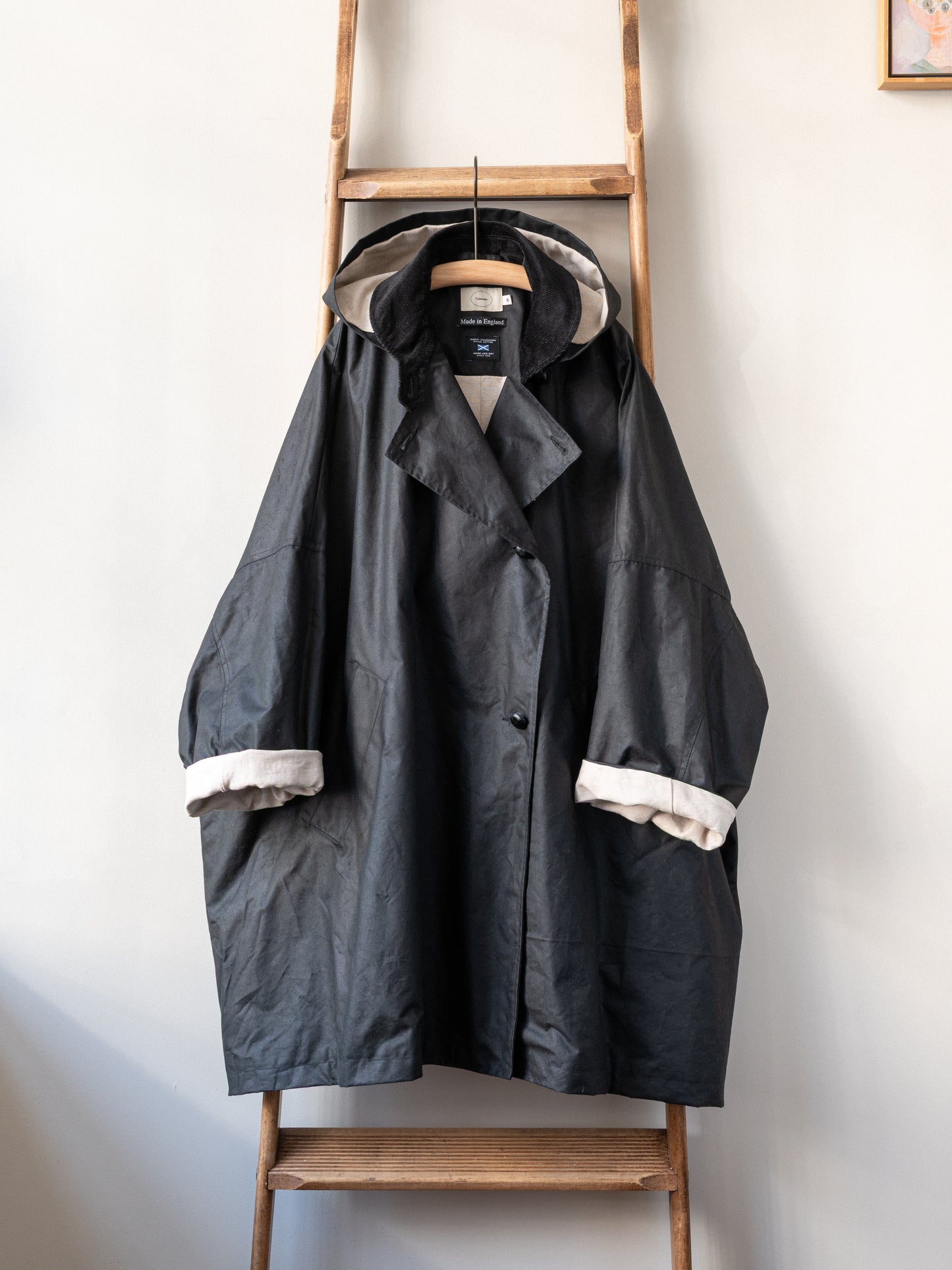 Wax Cotton Poncho Rain Coat / Black