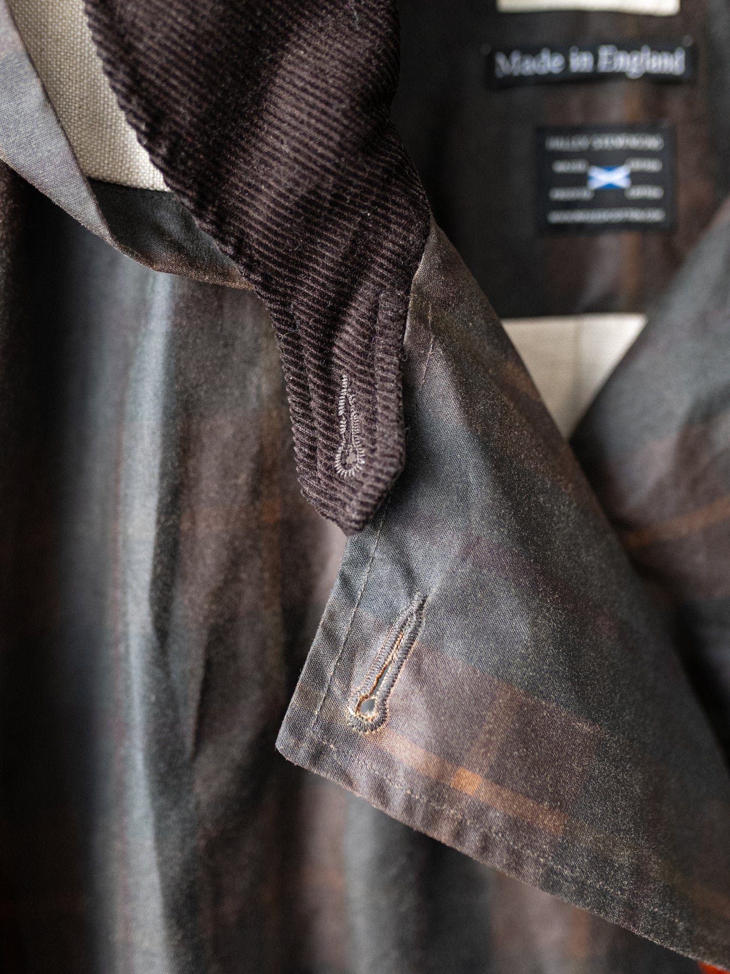 Wax Cotton Poncho Rain Coat / Brown Check