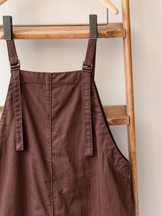 A-Line Cotton Dungarees / Cotton Herringbone Chestnut