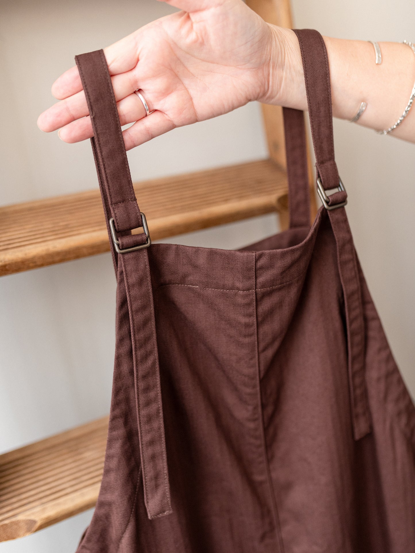 A-Line Cotton Dungarees / Cotton Herringbone Chestnut