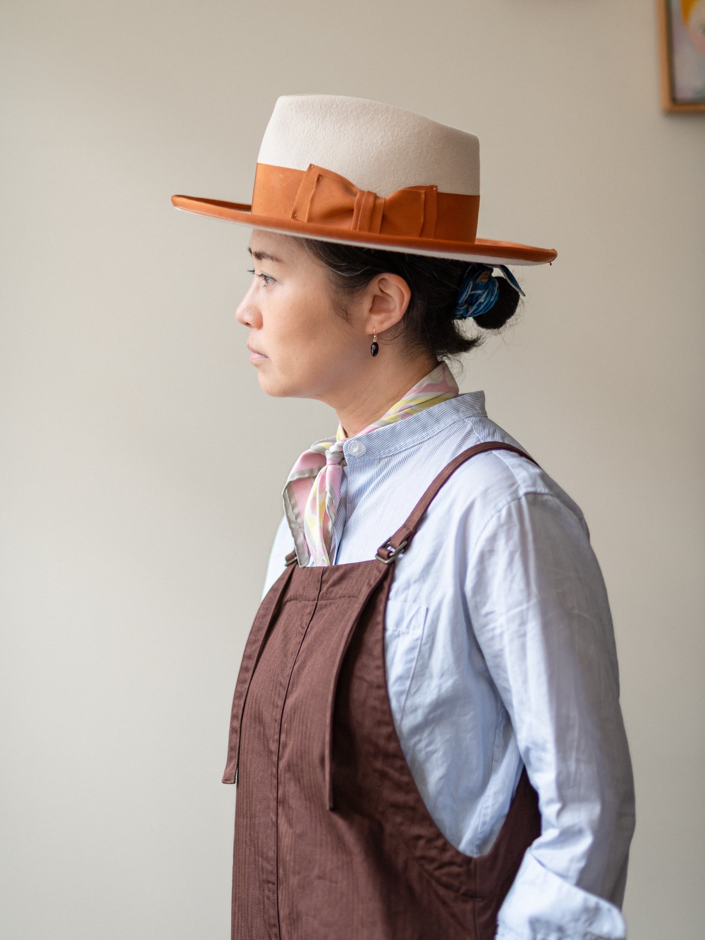 A-Line Cotton Dungarees / Cotton Herringbone Chestnut